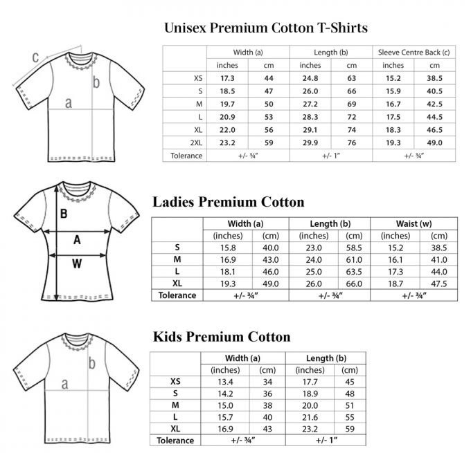 uspa t shirt size chart