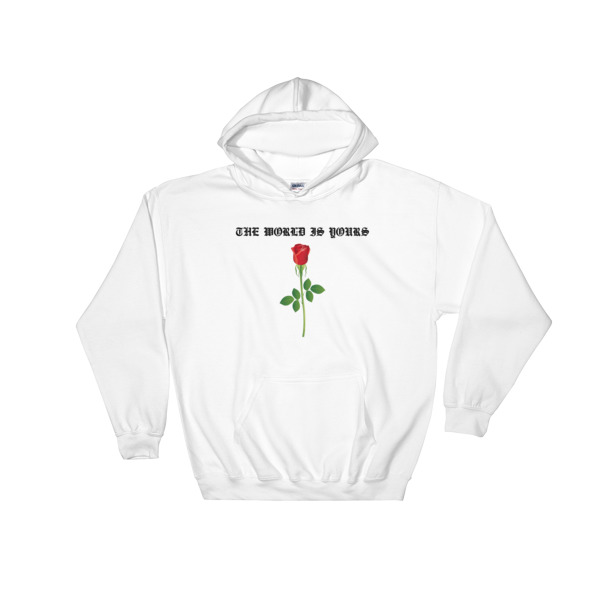 The World Is Yours Red Rose Hooded Sweatshirt