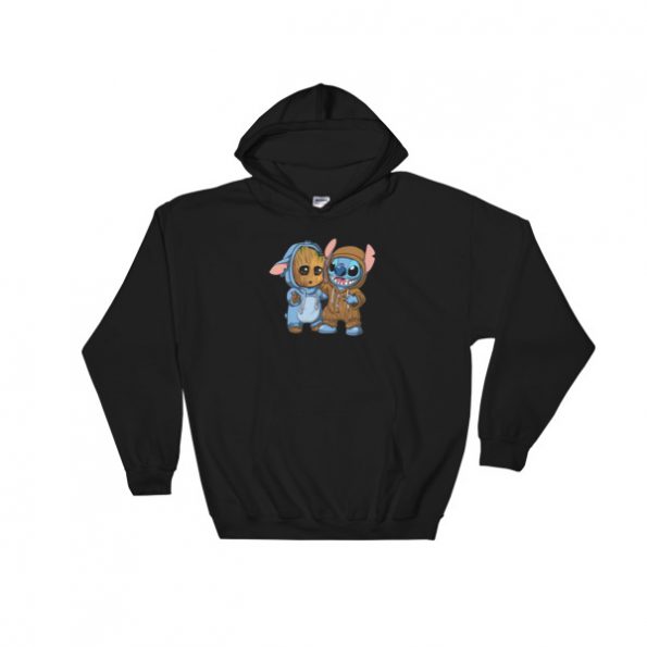 Stitch And Baby Groot Hooded Sweatshirt