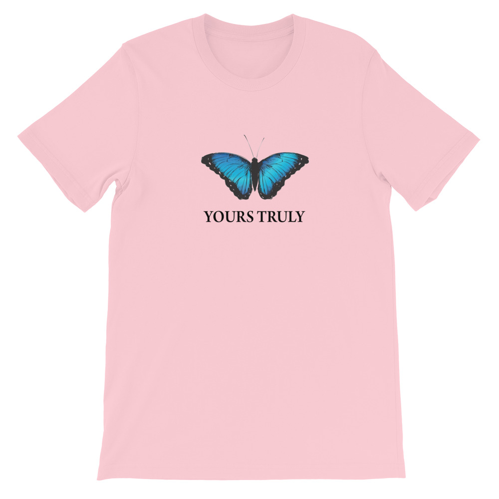 Yours Truly Blue Butterfly Short-Sleeve Unisex T-Shirt - Cheap Graphic Tees