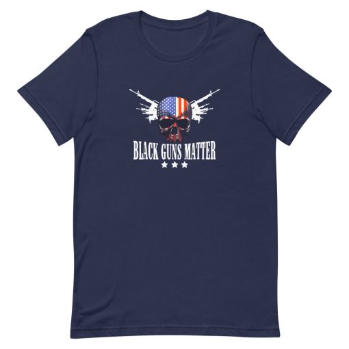 Black Guns Matter American Flag Skull Short-Sleeve Unisex T-Shirt