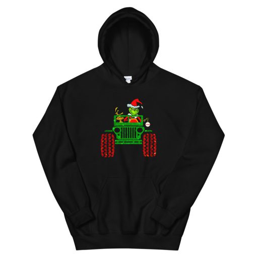 Grinch and Max Dog Driving Jeep Unisex Hoodie