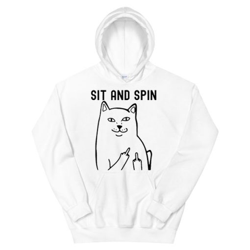 Sit and Spin Cat Middle Finger Hoodie