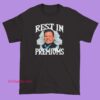 Rest in Premiums Brian Thompson parody shirt featuring bold satirical text and humorous meme-style design, perfect for fans of witty commentary, novelty streetwear, and edgy graphic tees.